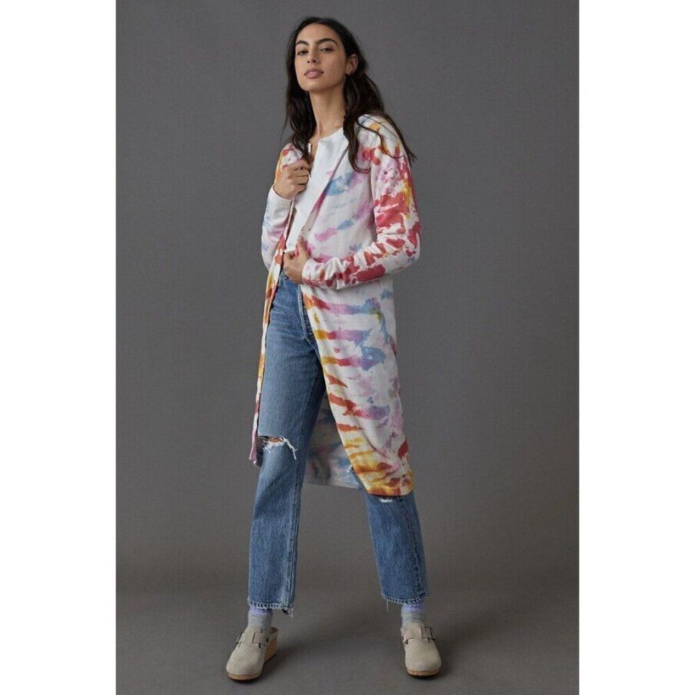 Anthropologie‎ Electric Yoga Cardigan Womens Small Petite Tie Dye Emira Hooded